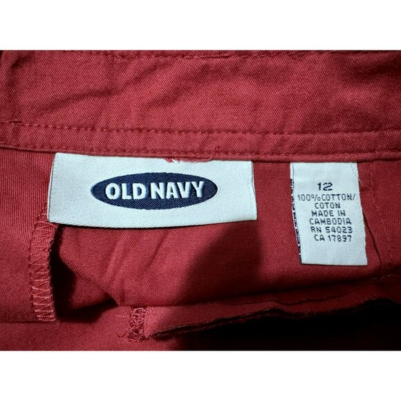 Old Navy Brick Red Cotton Maxi Skirt S 12 Side & Back Pockets, Zipper & 15" Slit - Picture 5 of 5